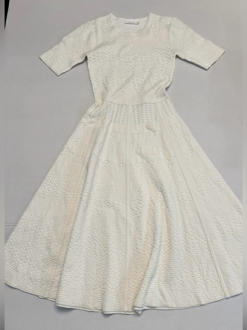 A.L.C. WHITE KNIT STRETCHY SCOOP NECK MIDI DRESS SIZE XS